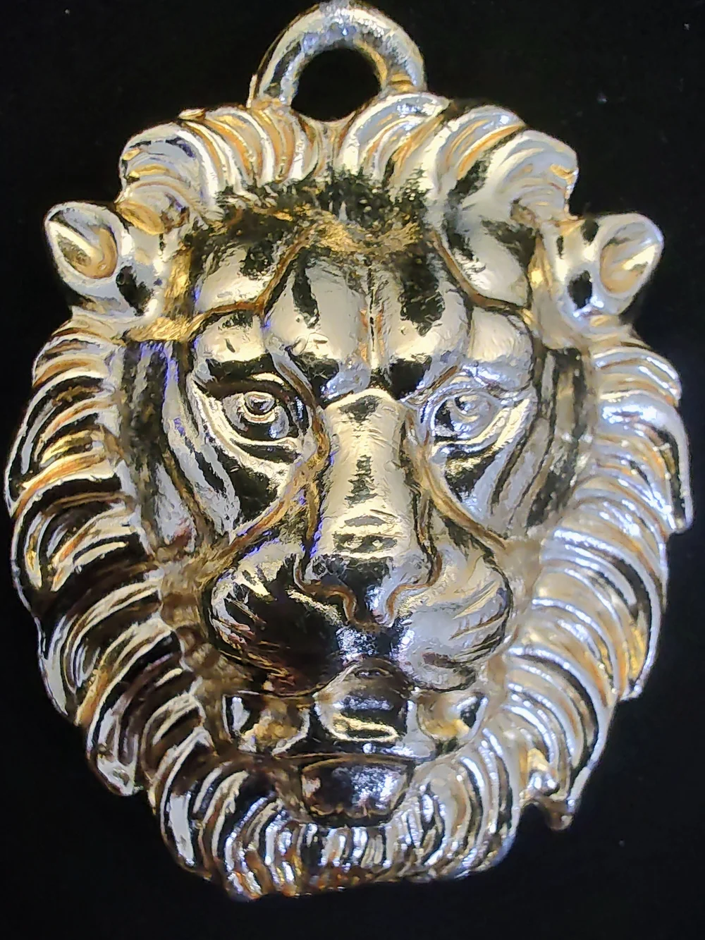 Gold Lion Head Pendant Large